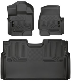 Ford F-150 SuperCrew Floor Liners - Front & 2nd Seat - Husky Liners - WeatherBeater Series - Black - `15-`19 Ford F-150 SuperCrew Floor Liners - Front & 2nd Seat - Husky Liners - WeatherBeater Series - Black - `15-`19